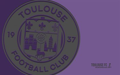 tooluouse fc logo, 4k, sfondo viola, art di carbonio, usl, emblema di tolosa fc, club di calcio francese, ligue 1, francia, tolosa fc, calcio, tolosa, fc tolosa