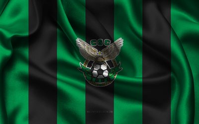4k, cs constantine logo, grüner schwarzer seidenstoff, algerische fußballmannschaft, cs constantine emblem, liga 1, cs konstantin, algerien, fußball, konstantin fc