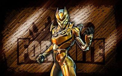 fortnite d'oubli en or, 4k, fond de diagonale brun, grunge, fortnite, œuvres d'art, peau d'oubli en or, personnages fortnite, ordin d'or, peau d'oubli de l'or de la fortnite