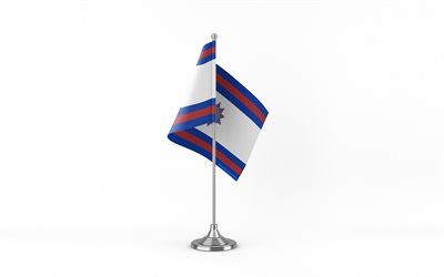 4k, Paysandu Department table flag, white background, Paysandu Department flag, departments of Uruguay, Paysandu flag on metal stick, flag of Paysandu Department, Uruguay, Paysandu