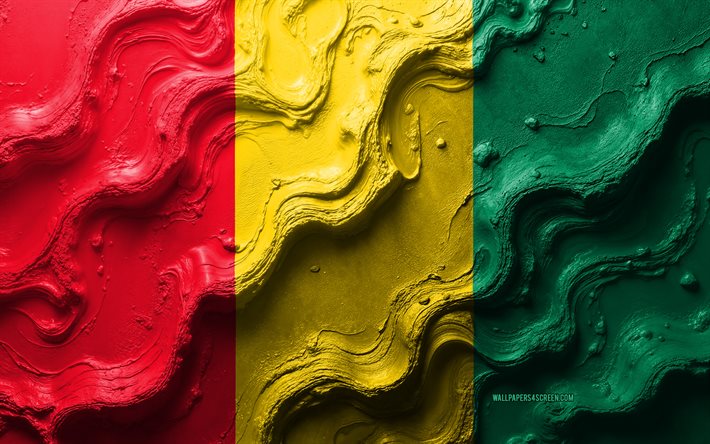 guinea, 4k, stenvågstruktur, guineas flagg, 3d guinea  flagga, afrika, afrikanska länder