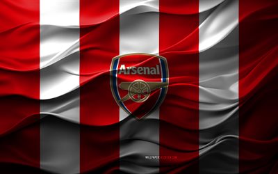 4k, arsenal fc logo, roter weiß 3d  hintergrund, premier league, arsenal fc emblem, englische fußballmannschaft, arsenal fc flag, 3d  textur, england, arsenal fc, fußball, arsenal