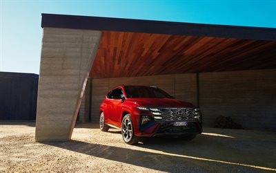 hyundai tucson hybrid n line, 4k, cochera, 2024 autos, nx4, au especificación, crossovers, hyundai tucson rojo, 2024 hyundai tucson, autos coreanos, hyundai