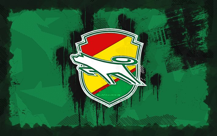ジェフユナイテッドチバグランジロゴ, 4k, j2リーグ, グリーングランジの背景, サッカー, jef united chiba emblem, フットボール, ジェフユナイテッドチバのロゴ, ジェフ・ユナイテッド・チバ, 日本のフットボールクラブ, jef united chiba fc