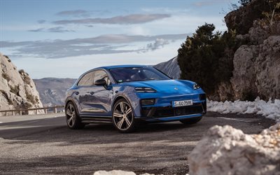 porsche macan gts, 4k, aparcamiento, 2026 coches, montañas, cruces, porsche macan rojo, porsche macan gts 2026, coches alemanes, porsche