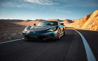 rimac nevera r, 4k, désert, 2026 voitures, route, supercars, rimac nevera r noir, 2026 rimac nevera r, rimac automobili, voitures croates, rimac