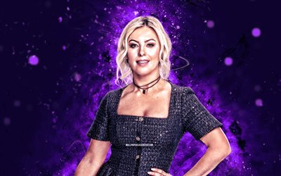 Sarah Schreiber, 4k, violet neon lights, WWE, creative, american wrestler, violet abstract background, World Wrestling Entertainment, wrestlers, Sarah Schreiber 4K