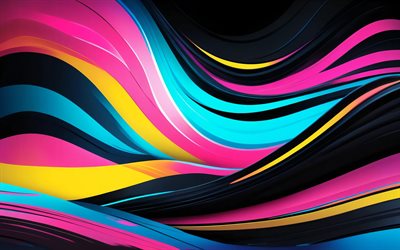 4k, ondas abstractas coloridas, abstracciones oscuras, curvas abstractas, creativo, abstracción colorida, fondo ondulado abstracto, ondas abstractas, fondos abstractos