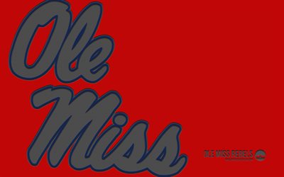 logotipo de ole miss rebels, 4k, fondo rojo, arte del carbono, ncaa, emblema de ole miss rebels, equipo de fútbol americano, eeuu, vieja señorita rebeldes, fútbol americano
