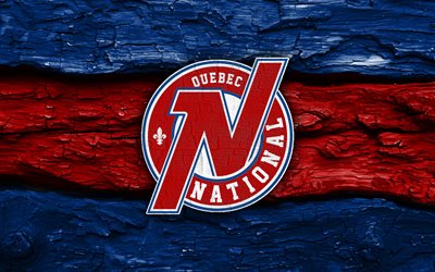nationales quebec holzlogo, 4k, blau roter holzhintergrund, lnah, eishockey, nationales quebec logo, nationales quebec emblem, kanadische eishockeymannschaft, nationales quebec
