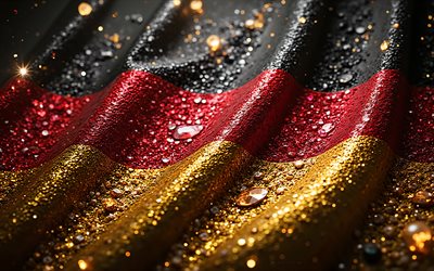 German flag, 4K, gemstones, flag of Germany, crystals, shiny stones, Germany, creative art, red gemstones, black red yellow crystals, Germany flag