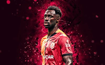 davinson sanchez, 4k, violetti neonvalot, galatasaray, superlig, kolumbialaiset jalkapalloilijat, davinson sanchez 4k, jalkapallo, galatasaray sk, galatasaray fc, davinson sanchez galatasaray