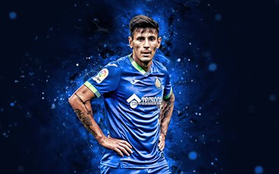 fabrizio angileri, 4k, néons bleus, getafe, la liga, footballeurs argentins, fabrizio angileri 4k, football, laliga, getafe cf, getafe fc, fabrizio angileri getafe