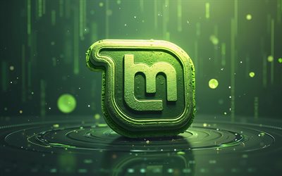 linux mint  logo, 4k, luova 3d  taide, linux mint creative 3d  logo, vihreän teknologian tausta, linux mint 3d green  logo, linux  minttu, linux minttuemulaattori, linux