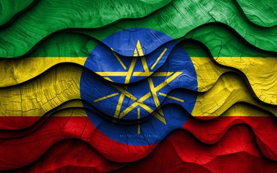 4k, bandera etíope, países africanos, banderas de ondas 3d de madera, día de etiopía, bandera de etiopía, bandera de madera de etiopía, áfrica, símbolos nacionales etíopes, etiopía