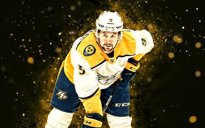 4k, Filip Forsberg, yellow abstract background, Nashville Predators, NHL, Swedish hockey players, hockey, yellow neon lights, Filip Forsberg 4K, National Hockey League, Filip Forsberg Nashville Predators