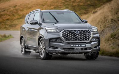 kgm rexton, 4k, 雨, 2025車, suv, 英国スペック, ブラックkgm rexton, 2025 kgm rexton, 韓国車, kgm