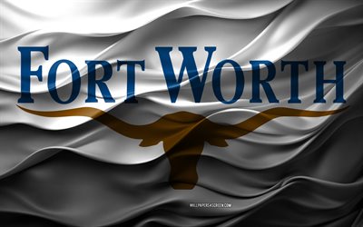 4k, drapeau de fort worth, texas, villes américaines, flag de fort worth 3d, usa, texture 3d, jour de fort worth, symboles nationaux américains, art 3d, fort worth