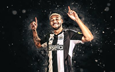 joelinton, 4k, luci al neon bianca, newcastle united, premier league, calciatori brasiliani, joelinton 4k, calcio, newcastle united fc, joelinton newcastle united