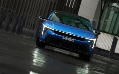 kia k4 gt line, 4k, 雨, 2025車, ヘッドライト, au spec, 韓国車, kia k4, ブルーキアk4, 2025 kia k4, 起亜