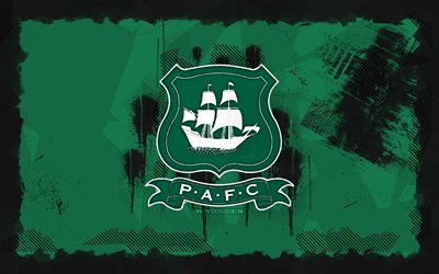 Plymouth Argyle grunge logo, 4k, Championship, green grunge background, soccer, Plymouth Argyle emblem, football, Plymouth Argyle logo, Plymouth Argyle, english football club, Plymouth Argyle FC