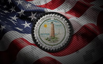 Virginia Beach seal, 4K, Seals of US Cities, US flag, Virginia Beach badge, Seal of Virginia Beach, USA, american flag, Virginia Beach emblem, Virginia Beach Virginia, US cities seals, Virginia Beach