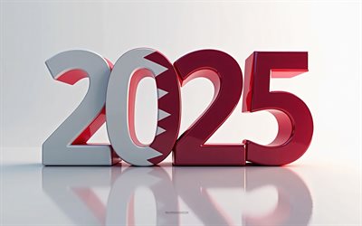 2025 Qatar, 4k, travel to Qatar 2025, creative art, Qatar 2025 digits, 3d art, Qatar flag, 2025 3d digits, Qatari flag, Qatar