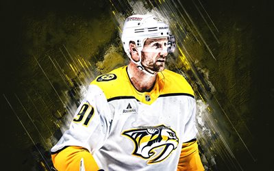 Steven Stamkos, Nashville Predators, Canadian hockey player, yellow stone background, grand art, NHL, USA, hockey, Steven Stamkos Nashville Predators