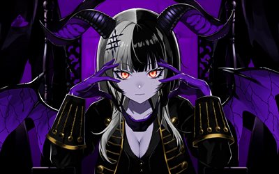shiori roman, 4k, sanal youtuber, karanlık, sarı gözler, holo advent, vtuber, hololif, manga, shiori novella kanalı