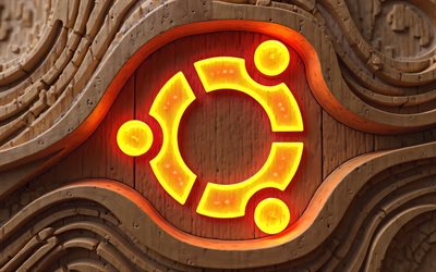 ubuntu fire logo, 4k, luova, puinen tausta, tuotemerkit, ubuntu oranssi logo, os  logo, ubuntu 3d  logo, taideteos, ubuntu  logo, ubuntu abstrakti logo, ubuntu, linux ubuntu
