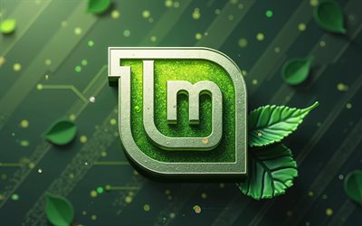 linux nane logosu, 4k, yaratıcı sanat, linux mint creative 3d logosu, yeşil teknoloji arka planı, linux mint 3d logosu, linux nane, linux