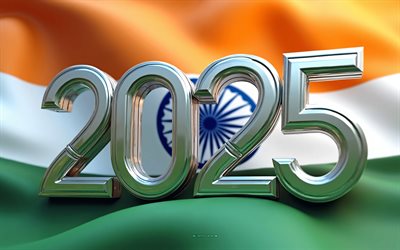 2025 india, 4k, arte creativa, india 2025 cifre, 3d art, bandiera dell'india, 2025 cifre 3d, viaggia in india 2025, bandiera indiana, india