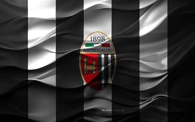 4k, logotipo de ascoli calcio fc, fondo 3d blanco negro, serie b, ascoli calcio fc emblema, equipo de fútbol italiano, ascoli calcio fc flag, textura 3d, italia, ascoli calcio fc, fútbol americano, fútbol, ascoli calcio