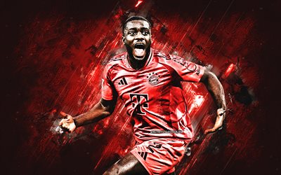 dayot upamecano, fc bayern munich, footballeur français, fond de pierre rouge, grunge, bundesliga, allemagne, football, dayot upamecano bayern munich