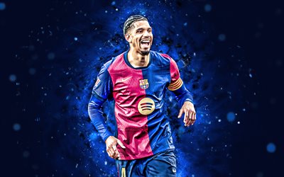 4k, ロナルド・アラウジョ, 青い抽象的な背景, fcバルセロナ, ラリーガ, ウルグアイのサッカー選手, ロナルド・アラウジョ4k, 青いネオンライト, フットボール, サッカー, バルセロナfc, ラリガ, バルセロナ, fcb, ロナルド・アラウジョ・バルセロナ
