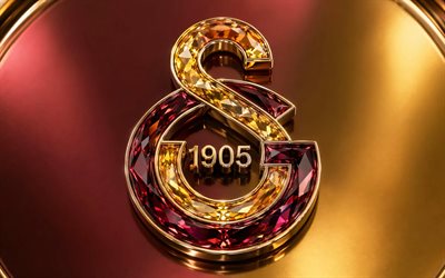 logotipo de cristal de galatasaray, fondo de metal burdeos, emblema del galatasaray, logotipo del galatasaray, signo de cristal de galatasaray, pavo, fútbol americano, galatasaray, logotipo del galatasaray sk, galatasaray sk