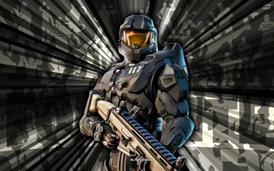 4k, Matte Black Master Chief, gray rays background, Matte Black Master Chief Skin, Matte Black Master Chief Fortnite, abstract art, Fortnite Matte Black Master Chief Skin, Fortnite characters, Fortnite, creative art
