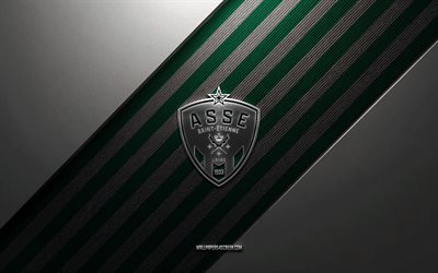 logo de l'as saint etienne, 4k, fond en acier, club de football français, lignes blanches vertes, emblème de l'as saint etienne, ligue 2, as saint etienne, france, football, logo métal as saint etienne
