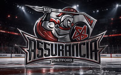 4k, assurancia thetford metal logosu, sahne ışıkları, buz arenası, lnah, yaratıcı, hokey, assurancia thetford logosu logosu, hokey stadyumu, assurancia thetford 3d logosu, kanada hokey takımı, assurancia thetford