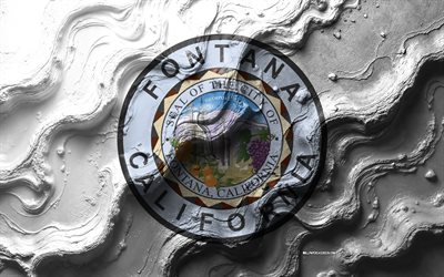 bandera de fontana, 4k, textura de onda de piedra, banderas de ciudades americanas, bandera de fontana 3d, eeuu, bandera de la ciudad de fontana, fuente, california