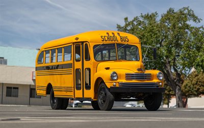 1949, nash modelo 3248, autobús escolar, 4k, autobús amarillo retro, autobús escolar retro, autos retro, autobuses, nash