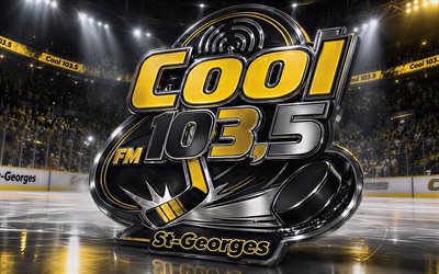 4k, saint georges cool fm 103 5 メタルロゴ, スポットライト, アイスアリーナ, lnah, クリエイティブ, ホッケー, サンジョルジュ クール fm 103 5 ロゴ ロゴ, ホッケースタジアム, サンジョルジュ クール fm 103 5 3d ロゴ, カナダのホッケーチーム, サンジョルジュ クール fm 103 5
