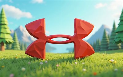 Under Armour origami logo, 4k, Under Armour logo, polygon 3d summer landscape, polygon green trees, Under Armour, creative art