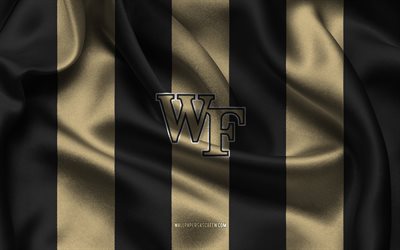 4k, wake forest dämon deacons logo, goldener schwarzer weißer seidenstoff, amerikanische fußballmannschaft, wake forest demon diakone emblem, ncaa, wake forest demon diakone, usa, amerikanischer fußball, wake forest dämon diakone fußball