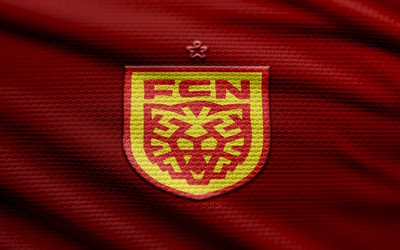 fc nordsjaelland 패브릭 로고, 4k, 빨간색 직물 배경, 덴마크 슈퍼 리가, 보케, 축구, fc nordsjaelland 로고, fc nordsjaelland emblem, fc nordsjaelland, 덴마크 축구 클럽, nordsjaelland fc