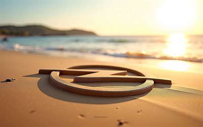 Opel logo, 4k, summer, Opel logo made of sand, beach, 3d Opel logo, sand, Opel emblem, Opel
