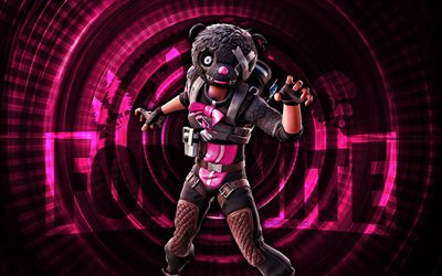snuggs fortnite, 4k, fondo espiral púrpura, fortnita, creativo, snuggs skin, fortnite snuggs skin, acordenado, personajes de fortnite