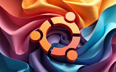 ubuntu折り紙3dロゴ, ubuntu, カラフルな紙の背景, ubuntuロゴ, 折り紙芸術, ubuntu paperロゴ, linux