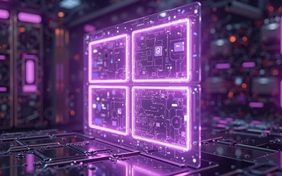 windows 10  logotyp, 4k, lila högteknologisk bakgrund, windows 10 purple neon  logotyp, lila neonljus, röntgenstråle, windows 10  emblem, windows 10 3d  logotyp, windows 10, fönster