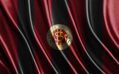 4k, logo livorno us, serie b, texture di seta nera rossa, us livorno flag, club di calcio italiano, calcio, bandiera di seta, emblema us livorno, italia, distintivo di livorno, us livorno